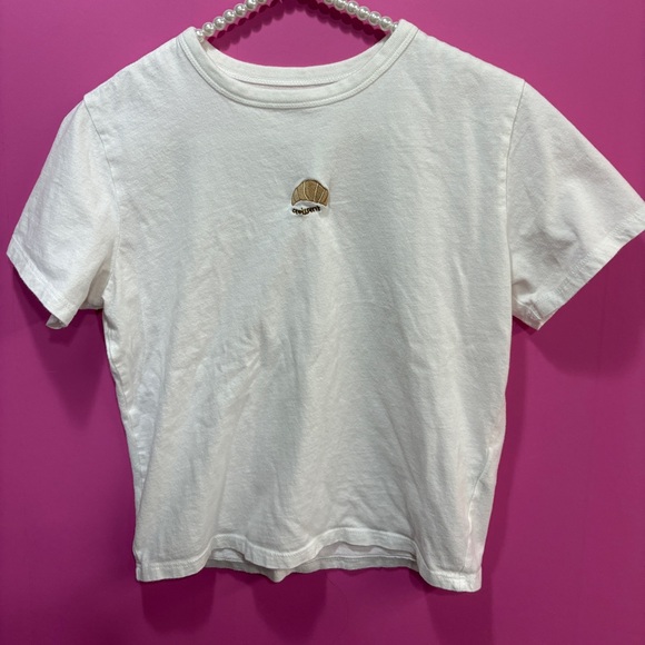 Abercrombie & Fitch croissant embroidered skimming tee white - Picture 2 of 5